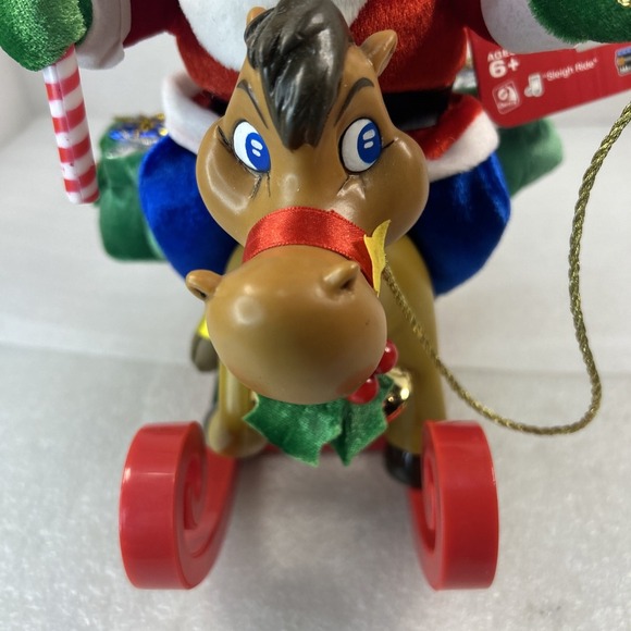 Christmas Gemmy Animated Cowboy Western Santa Riding Rocking Horse Works Read - Picture 14 of 16